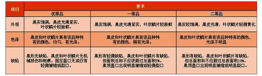 火龍果入冷庫前等級(jí)分級(jí)標(biāo)準(zhǔn)